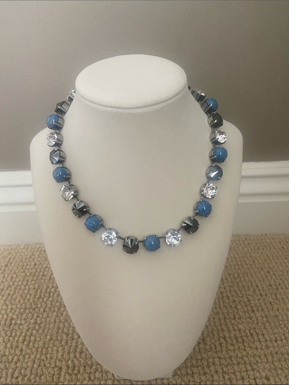 Sabika Large 12mm Blue Crystal Necklace - Women Jewelry